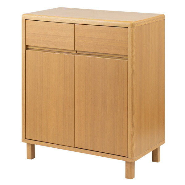 楽天市場】キャビネット 両開き 引出し付 天然木 タモ材 幅75cm