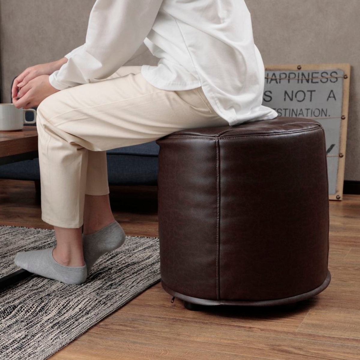 楽天市場】スツール 高さ40cm 丸 レザー調 ヴィンテージ調 （ 椅子