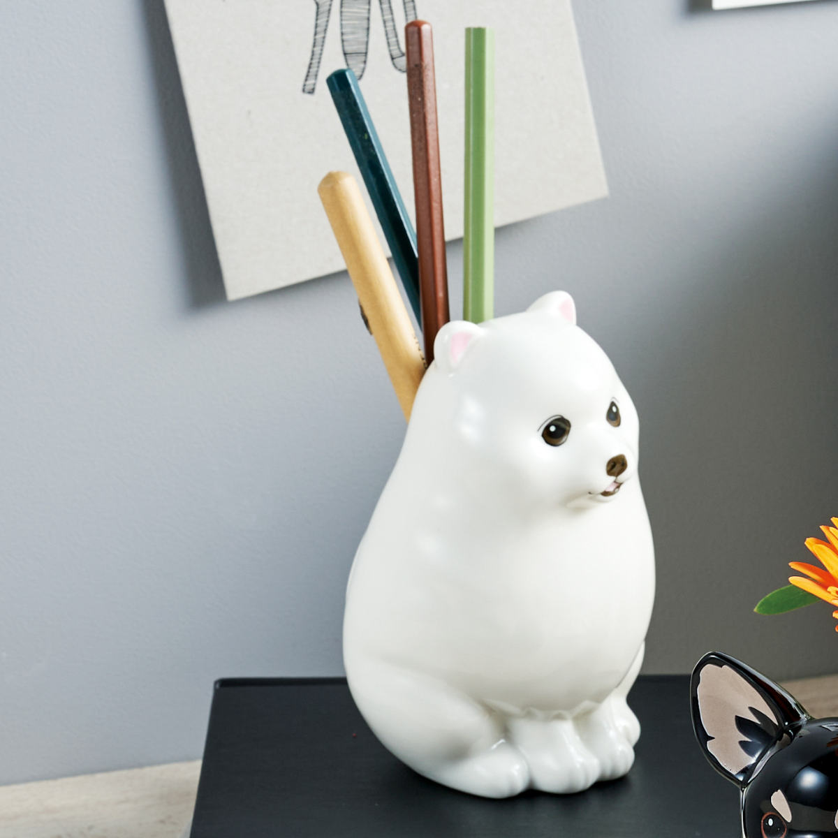 楽天市場】花瓶 ペン立て フラワー&ペンスタンド 犬 （ 花ビン 花びん