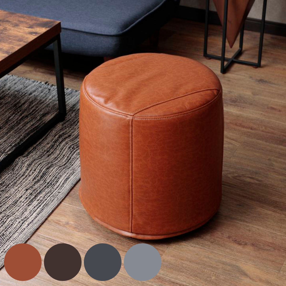 楽天市場】スツール 高さ40cm 丸 レザー調 ヴィンテージ調 （ 椅子