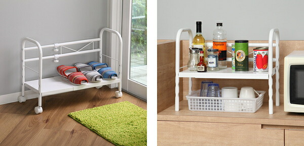 楽天市場】収納ラック デスク下 フリーラック伸縮タイプ （ ラック