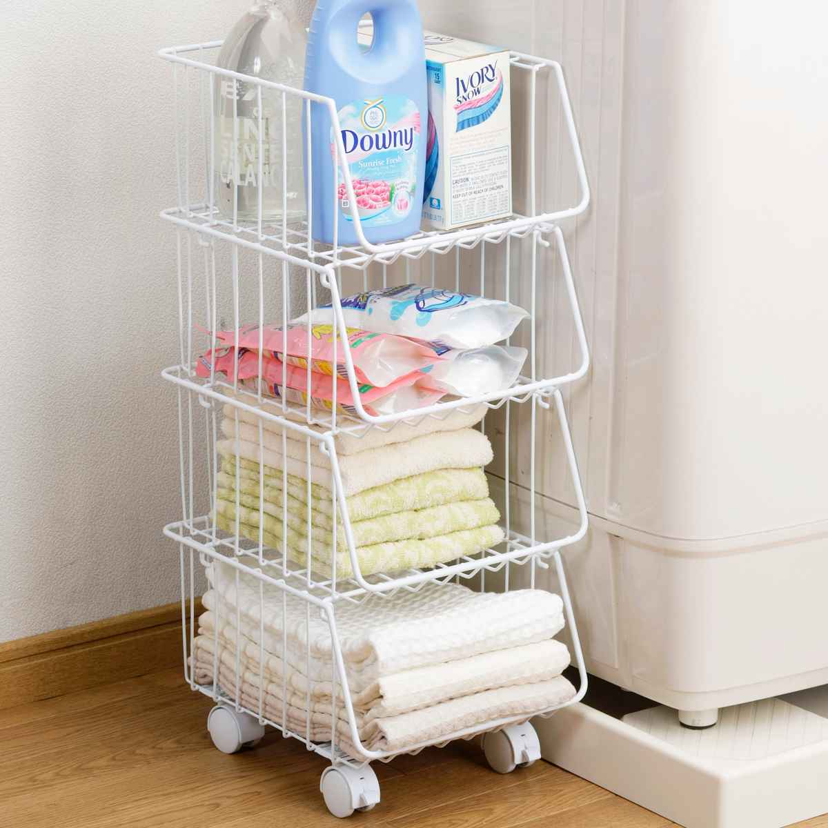 楽天市場】キッチンワゴン キッチンスタッキングバスケット 4段