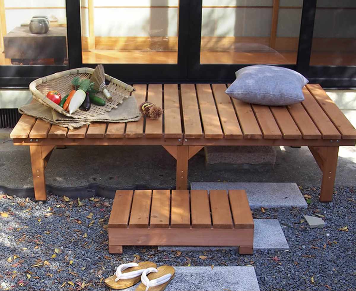 楽天市場】ユニット縁台ベンチ hiyori ステップセット 幅174.5×奥行