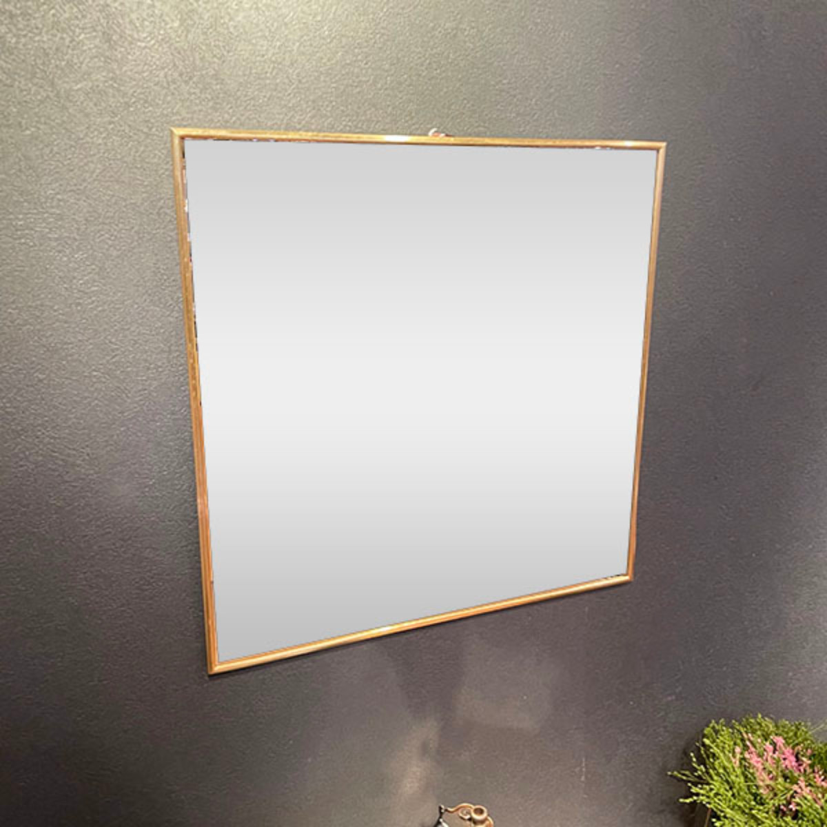 楽天市場】ウォールミラー 正方形 40cm アンティーク調 真鍮フレーム