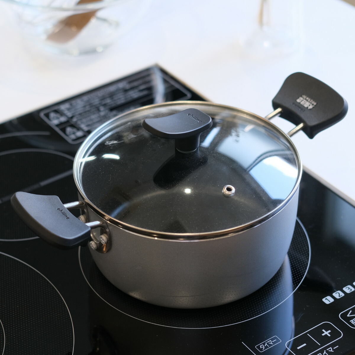 楽天市場】両手鍋 18cm IH対応 チーノ フッ素加工 ガラス蓋付き