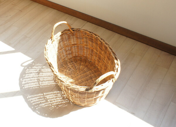 楽天市場】籐 バスケット 持ち手付 楕円型 ラタン製 かご 約幅56cm