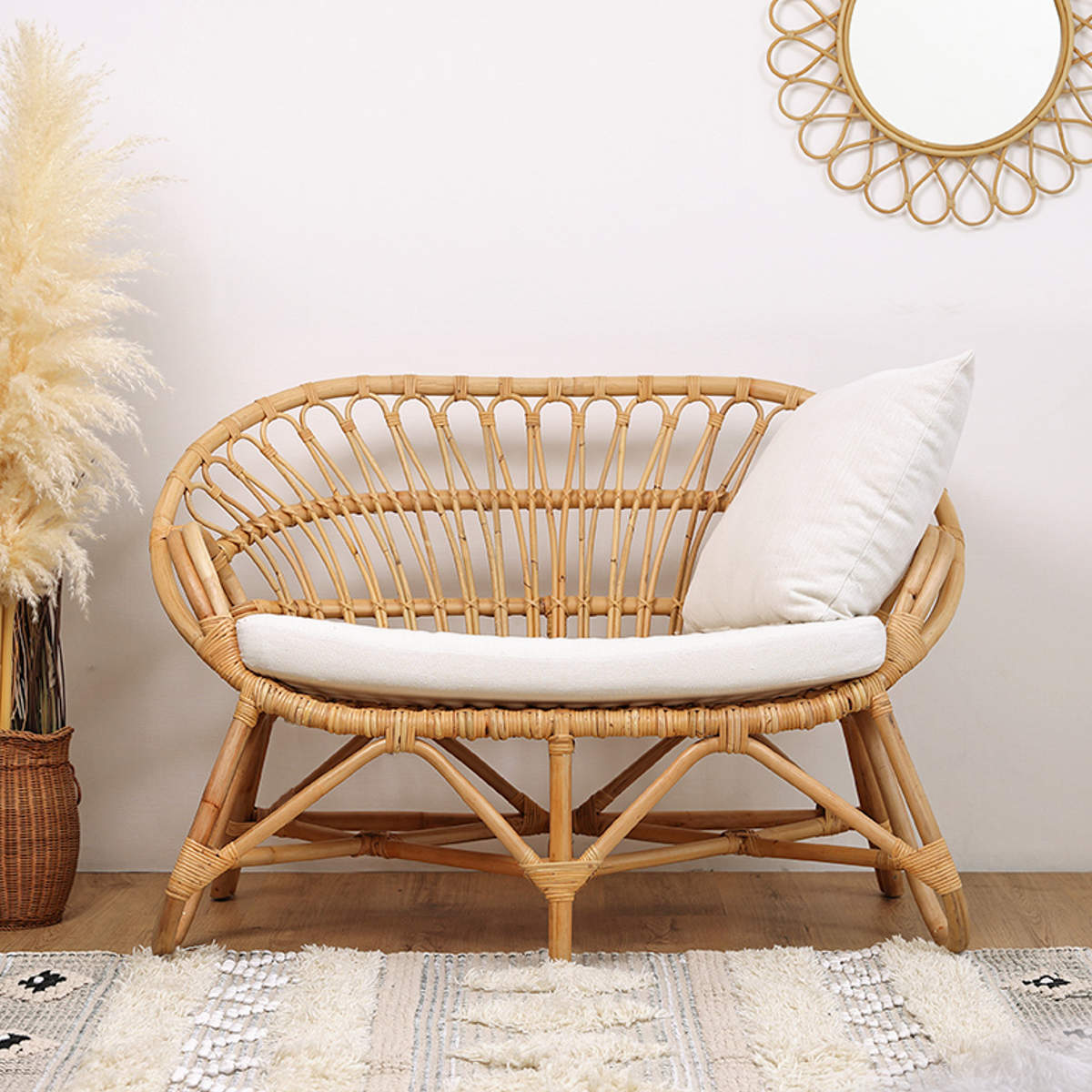 楽天市場】ラブチェア ラタン 2人掛け 座面高43cm クッション付 Breeze