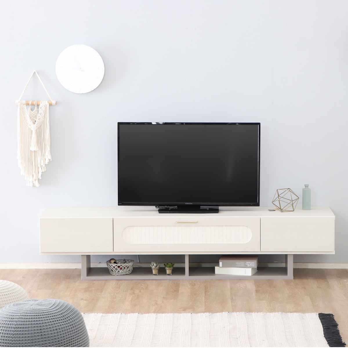 楽天市場】テレビ台 ローボード 北欧風 ミルキーホワイト 幅180cm