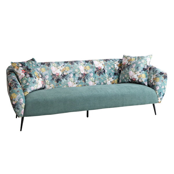 楽天市場】ソファ 幅200cm 三人掛け 花柄 ボタニカル柄 肘掛 脚付き