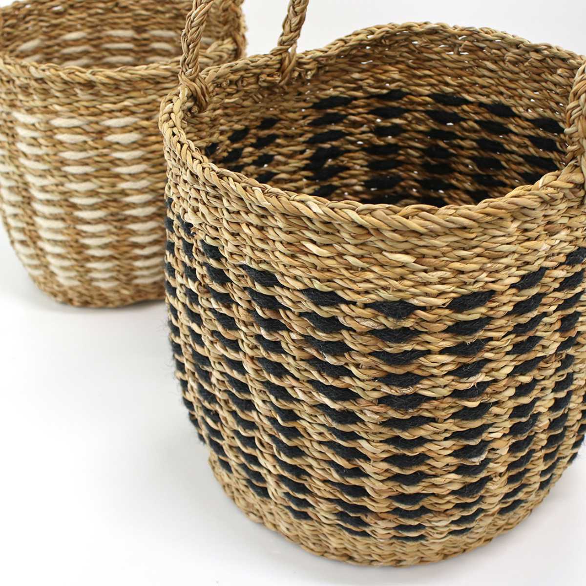 楽天市場】かごバッグ Uシェイプバスケット M L 2個組 持ち手