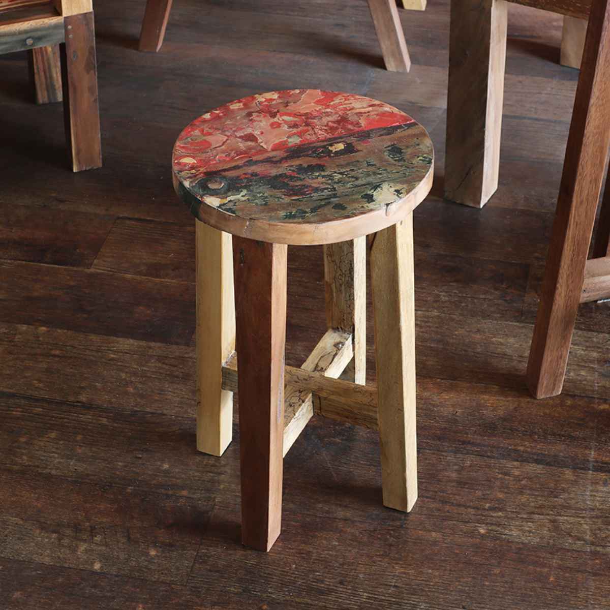 楽天市場】ラウンドスツール ボート古材 高さ50cm 木製 （ 送料無料