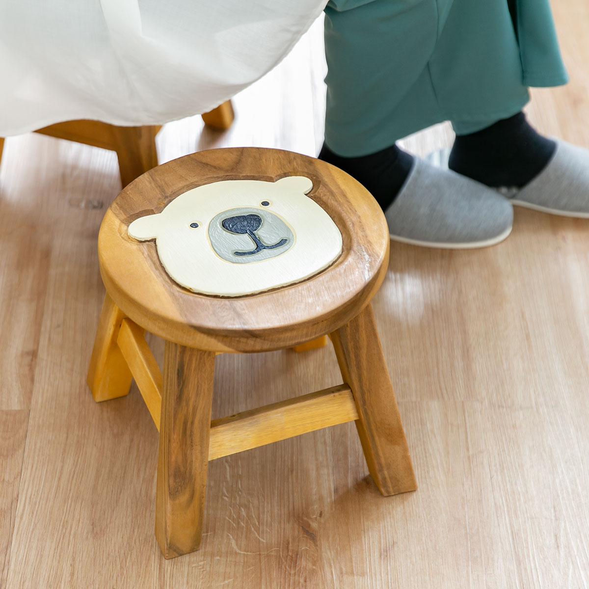 楽天市場】スツール シロクマ 木製 天然木 丸椅子 （ 丸 ウッド