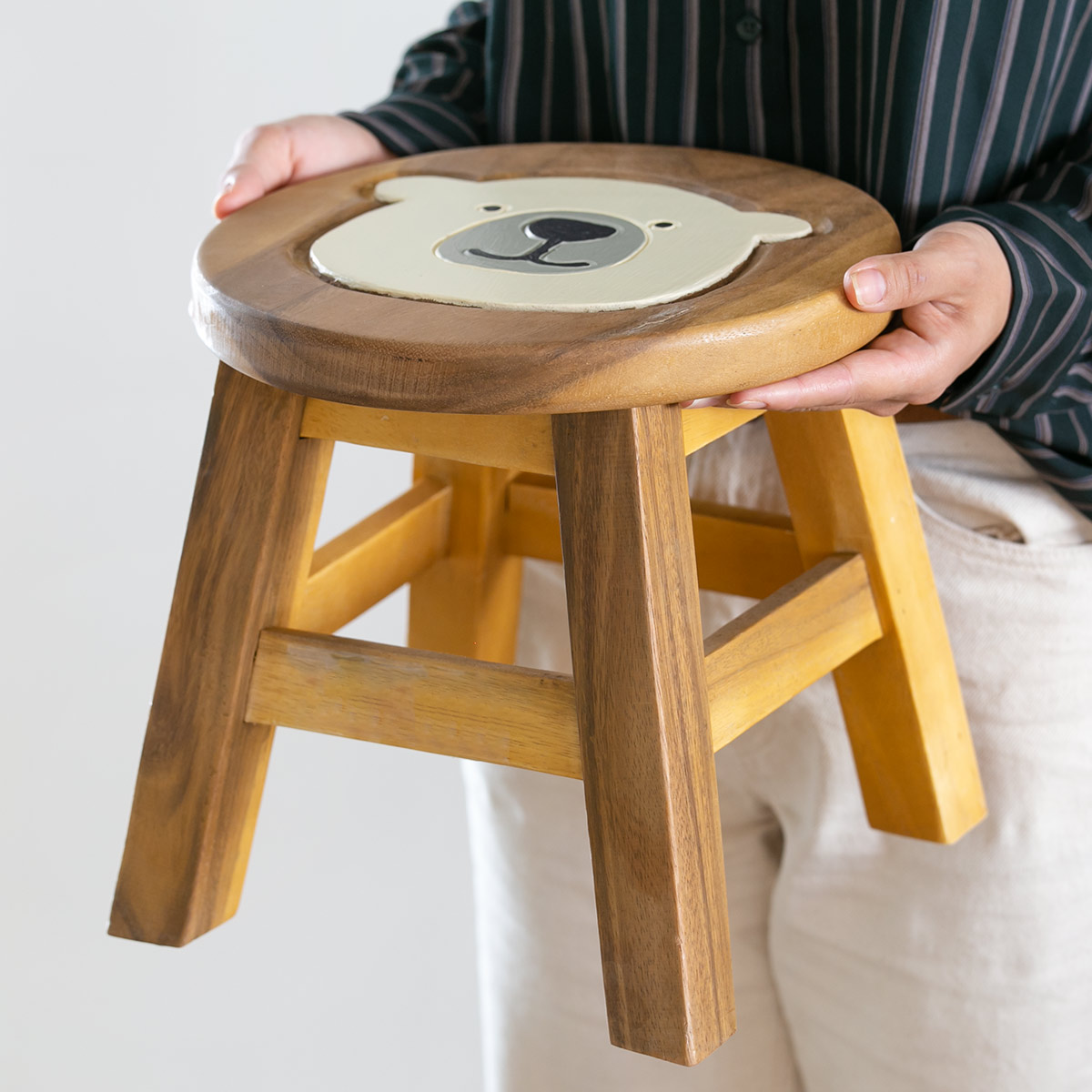 楽天市場】スツール シロクマ 木製 天然木 丸椅子 （ 丸 ウッド