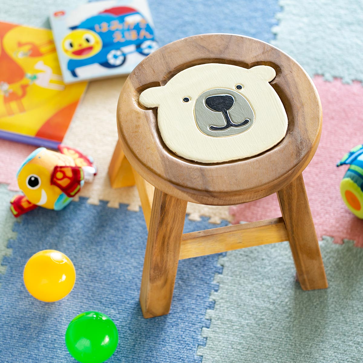 楽天市場】スツール シロクマ 木製 天然木 丸椅子 （ 丸 ウッド