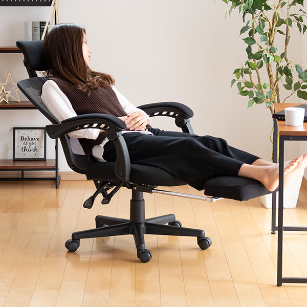 楽天市場】オフィスチェア リクライニング フットレスト 高さ調整