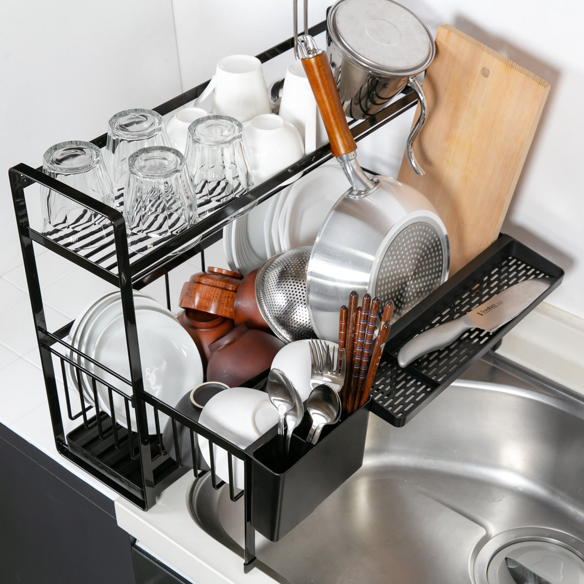 楽天市場】山崎実業 tower 水切りラック スペース広がる 伸縮 2段