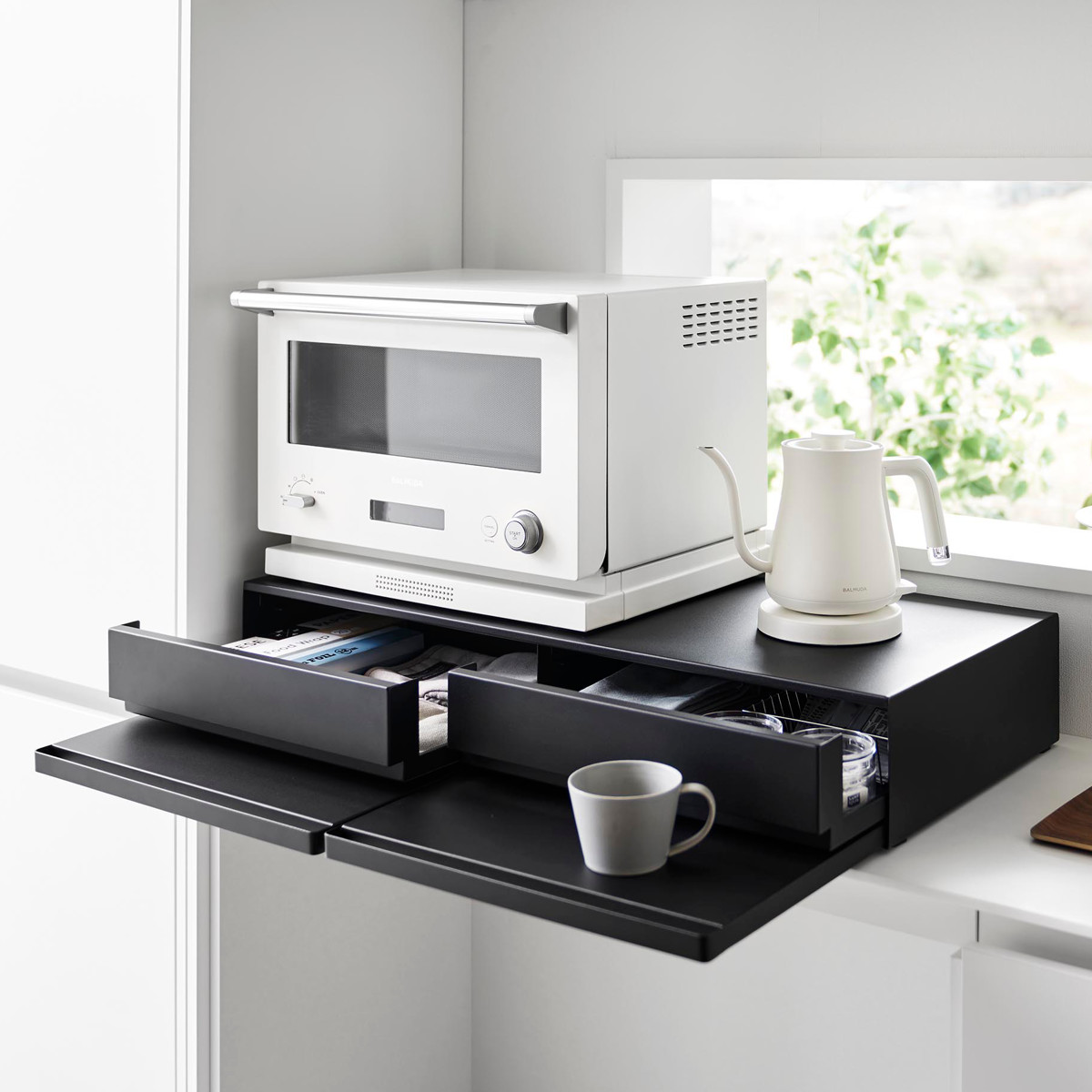 楽天市場】山崎実業 tower ツーウェイキッチン家電下引き出し