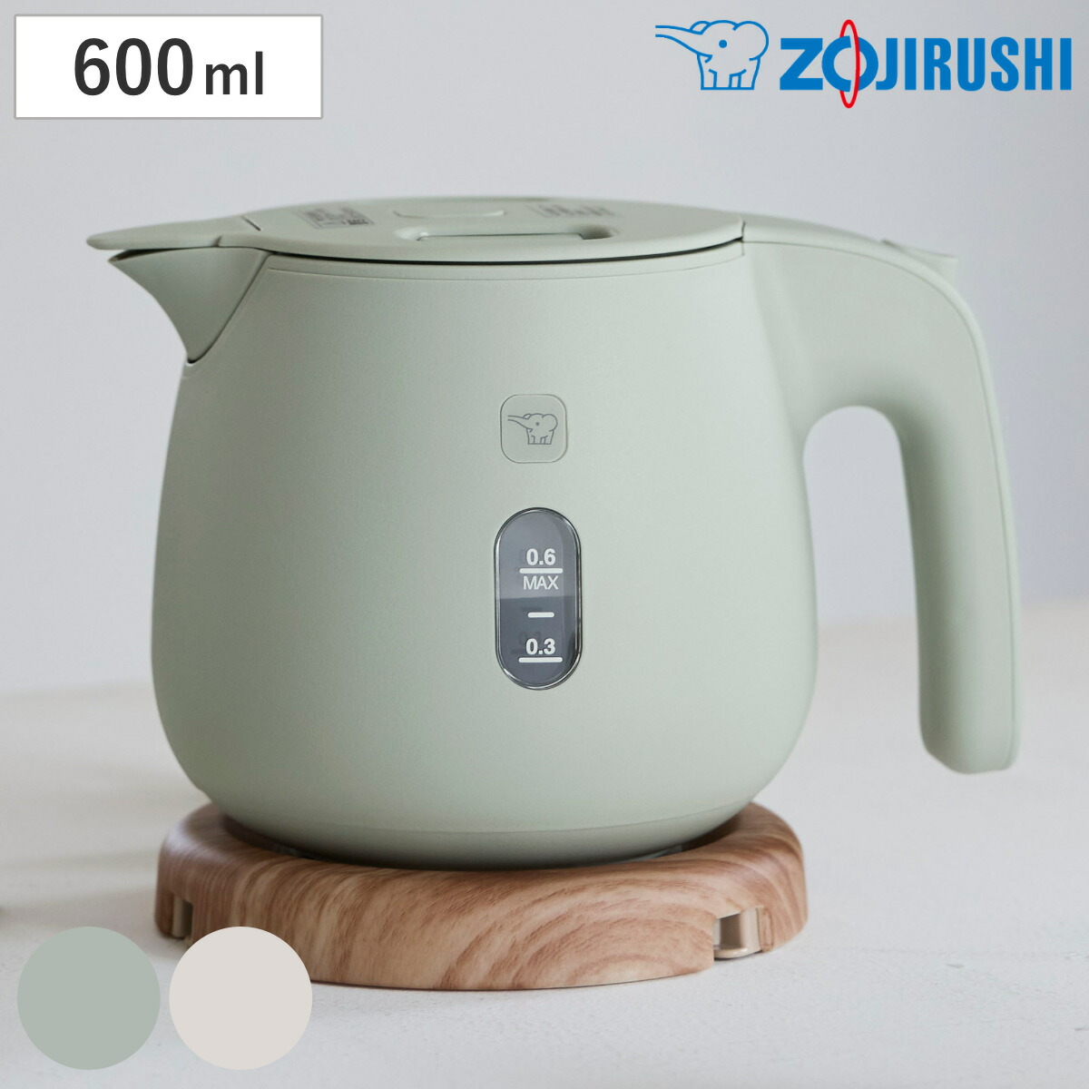 楽天市場】象印 電気ケトル 600ml 木目調電源プレート付き 安全設計 空