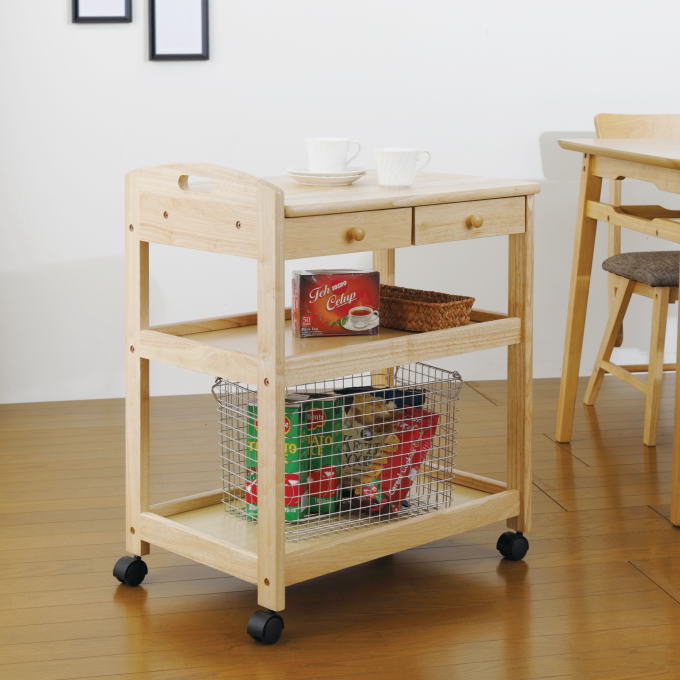 楽天市場】【SALE ポイント5倍】キッチンワゴン 天板付き 引き出し