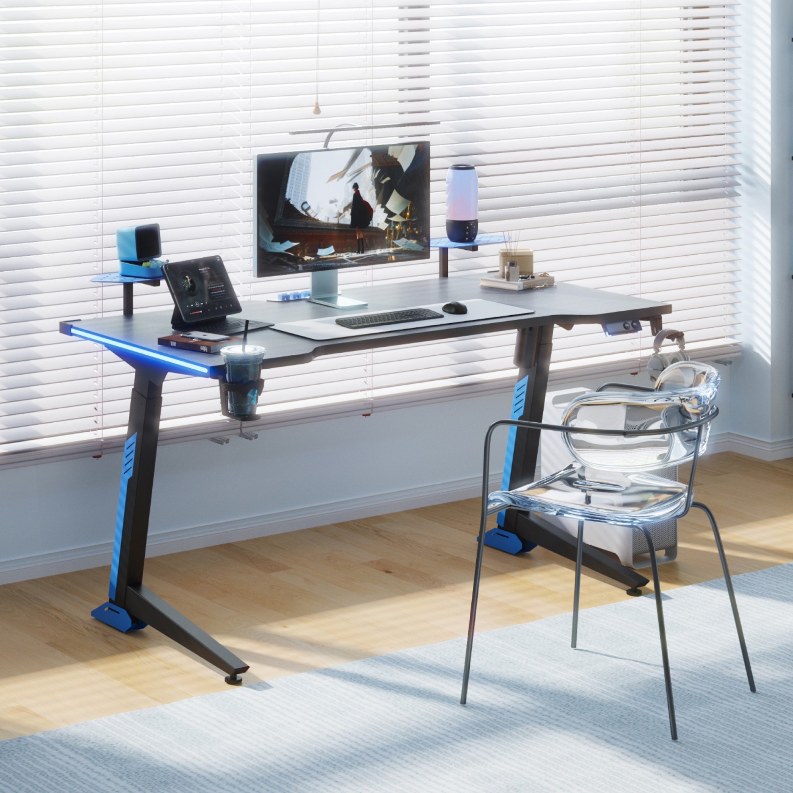 楽天市場】ゲーミングデスク 昇降 パソコンデスク 高さ調節 FlexiSpot