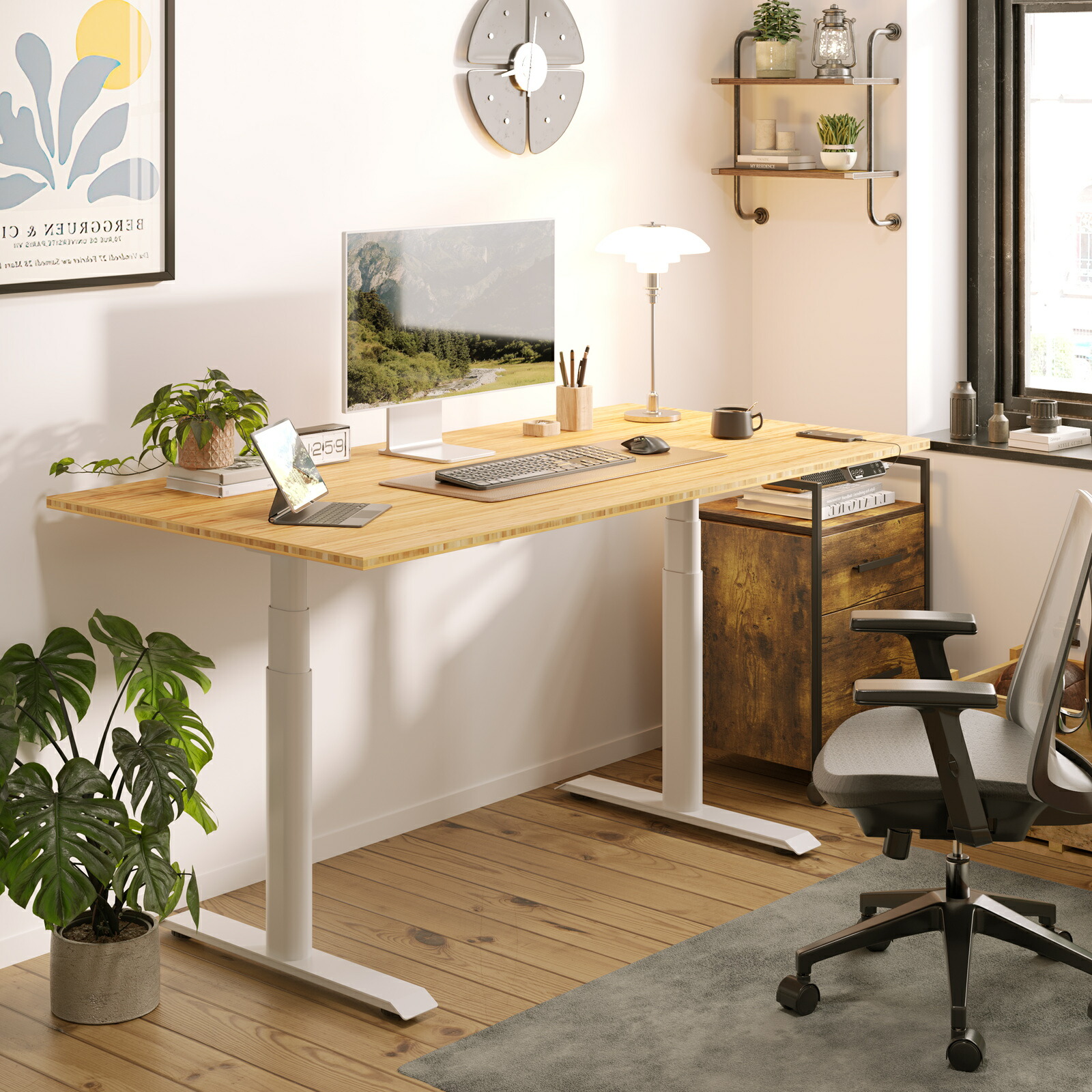 楽天市場】昇降式デスク 電動 FlexiSpot E8 竹製 天板 幅140 昇降