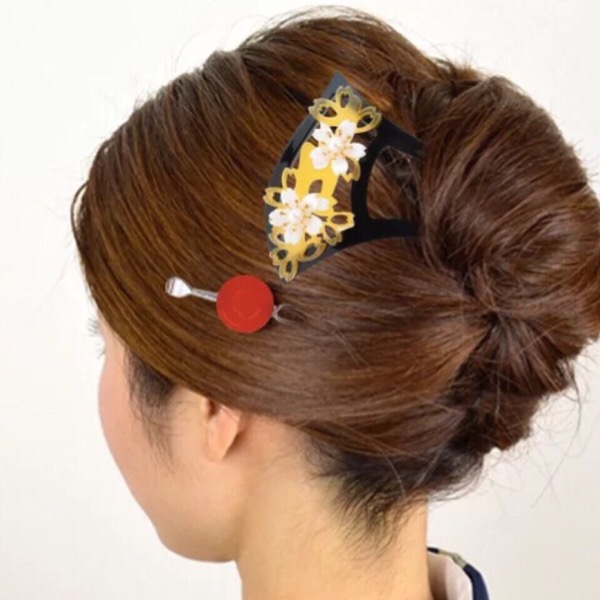 楽天市場】かんざし 髪飾り バチ型 二本挿し 花 べっ甲風 鼈甲風 簪 黒