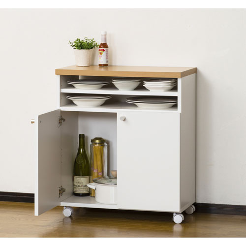 楽天市場】キッチンワゴン キャスター付き 食器棚 キッチンカウンター
