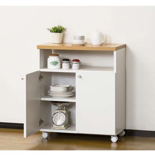 楽天市場】キッチンワゴン キャスター付き 食器棚 キッチンカウンター