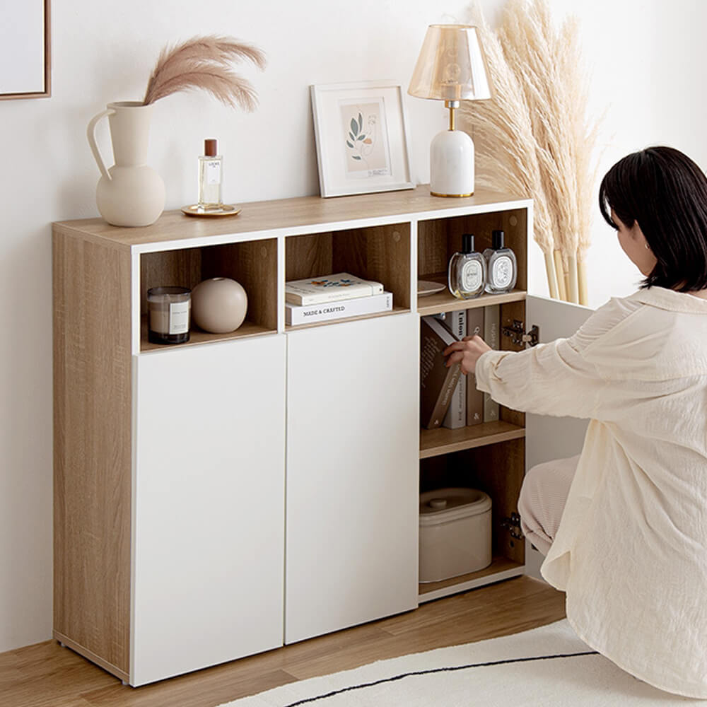 韓国インテリア バイカラーキャビネット 96cm幅 楽天市場】バイカラー