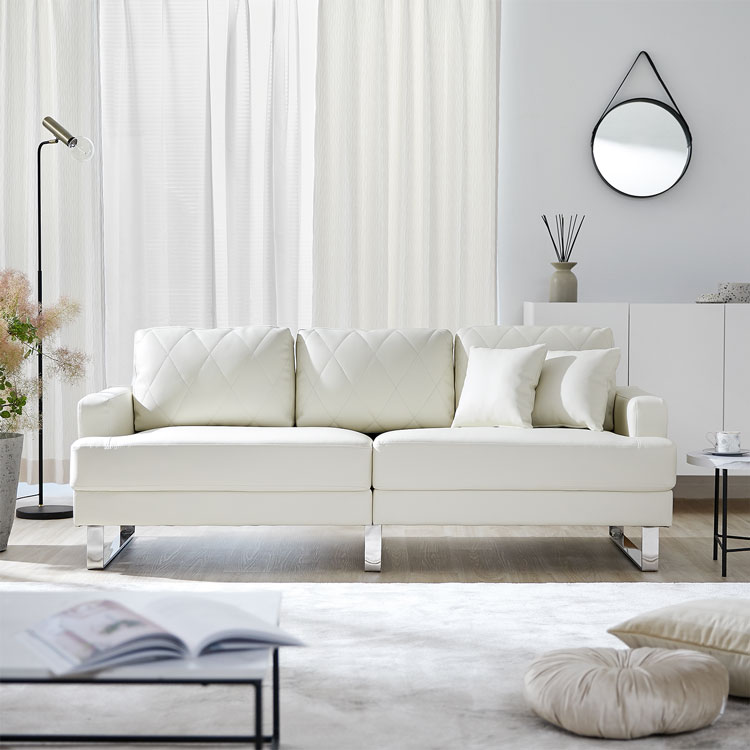 限界価格❗️ ホワイトモダン 3人掛け ソファー 人工皮革 直接引き取り