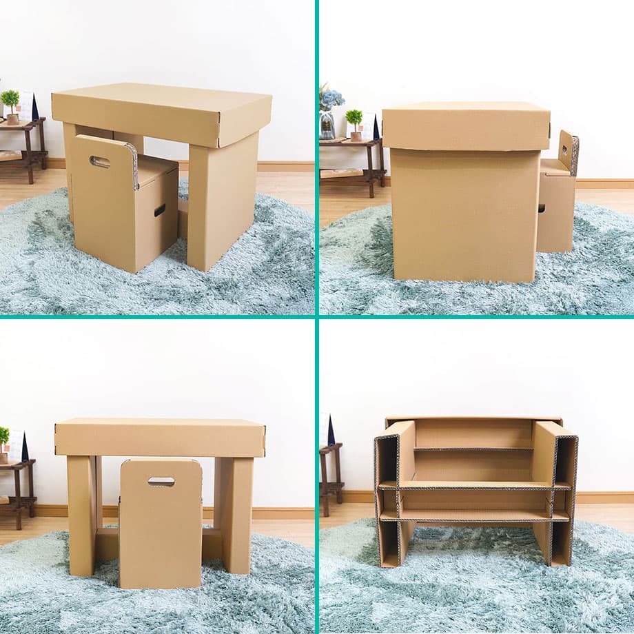 楽天市場】デスク ＆ チェア 【年長用】 学習机 勉強机 ダンボール