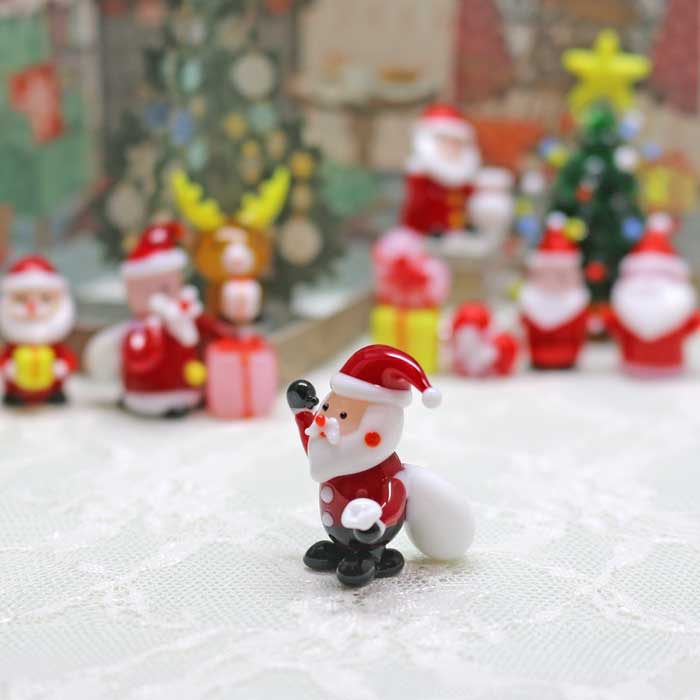 楽天市場】ガラス細工 サンタとプレゼント袋クリスマス サンタ