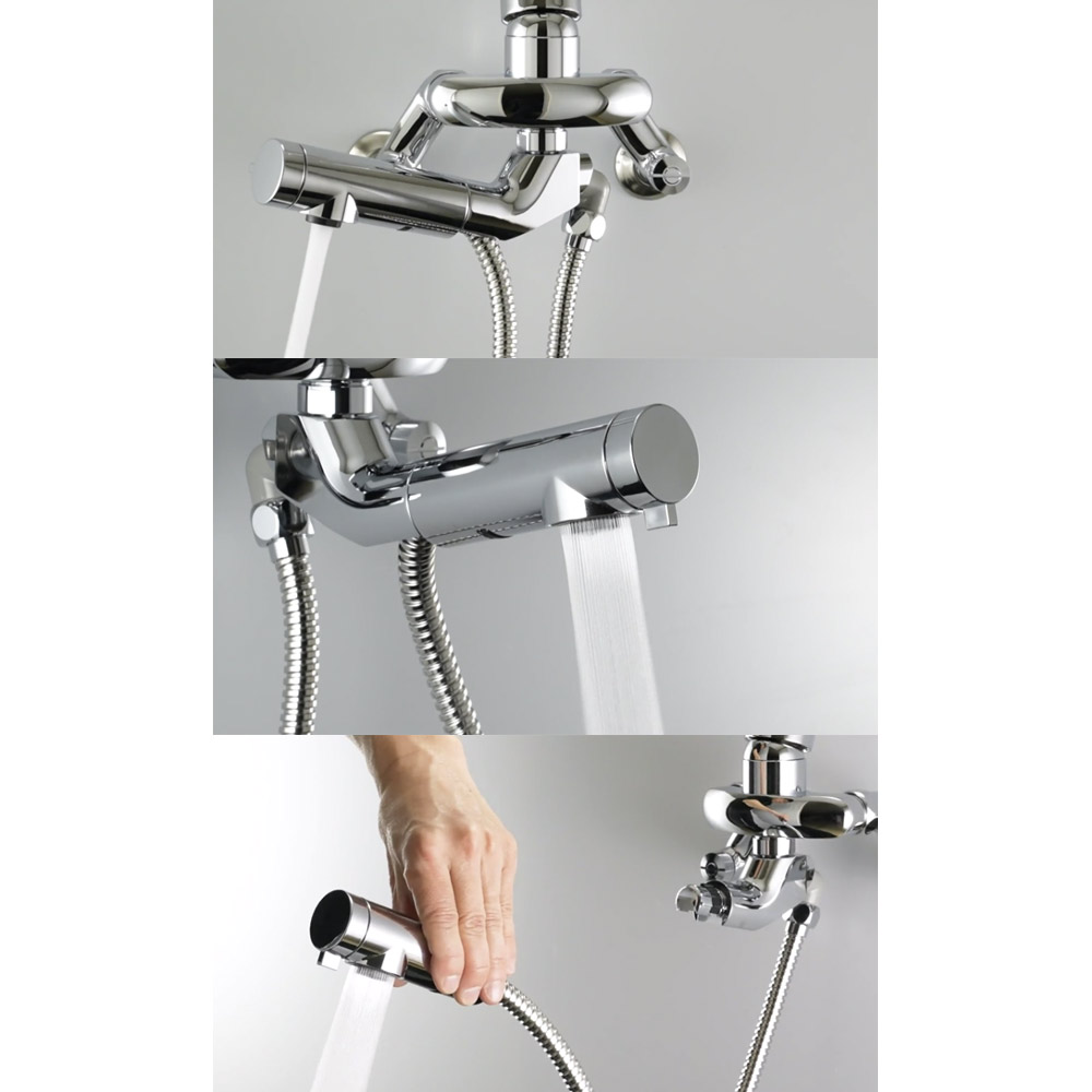 楽天市場】シャワー付き 蛇口 シングルレバー壁付混合栓 ヘッド