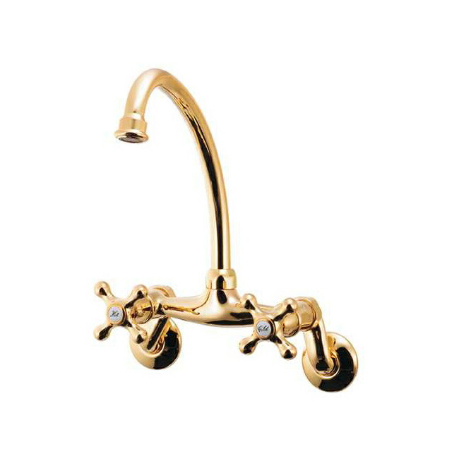 楽天市場】キッチン 蛇口 ヨーロピアン2ハンドル混合栓（ゴールド 上