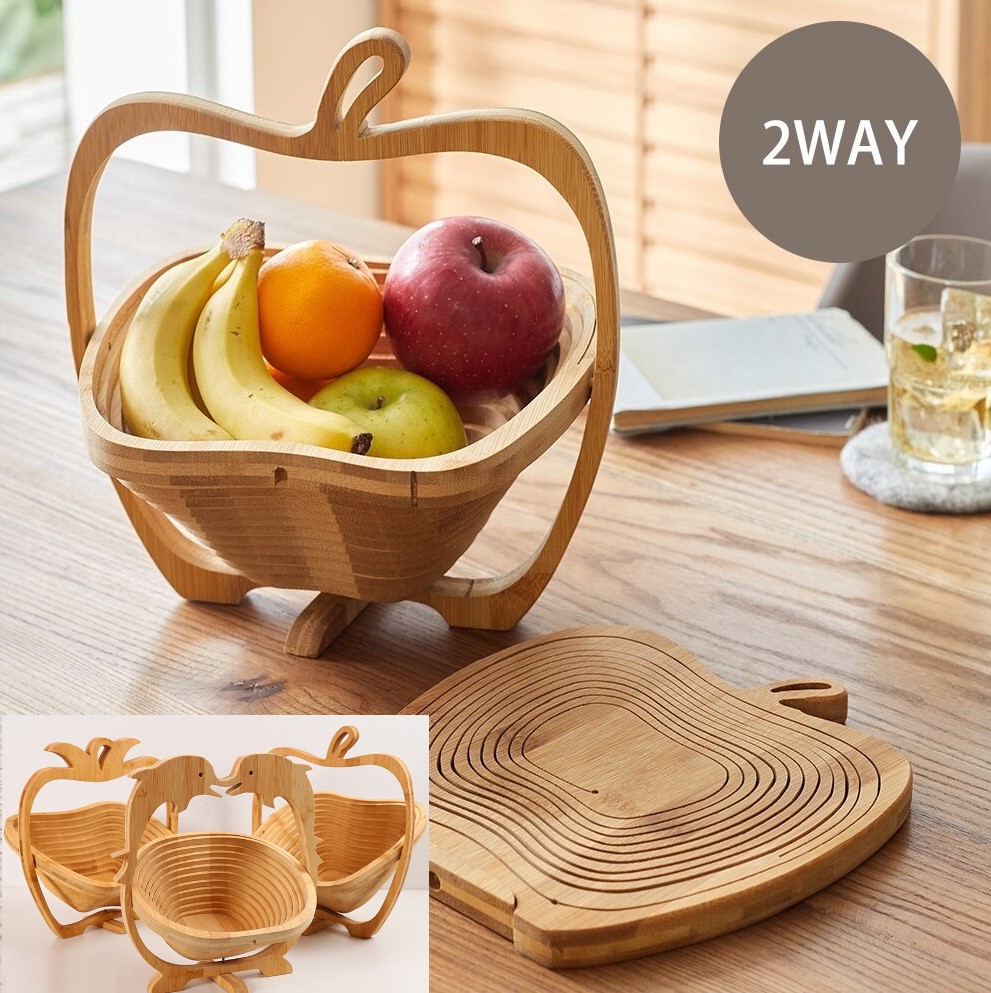 楽天市場】2way 天然竹 バスケット 折りたたみ式 鍋敷き 収納 カゴ