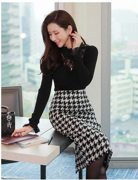 楽天市場】大きな千鳥格子のタイトスカート ミモレ丈 ツイード セレブ