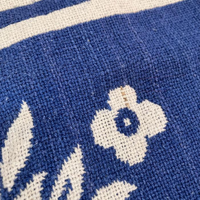 楽天市場】【USED】ブルー ラグ マルチクロス 両面 フリンジ リネン