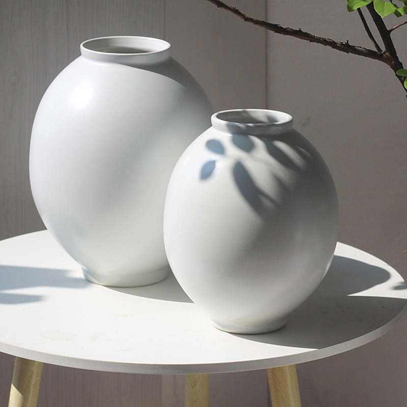 楽天市場】花瓶 白磁器 楕円型 無地 ホワイト 簡約 花器 広口 和風