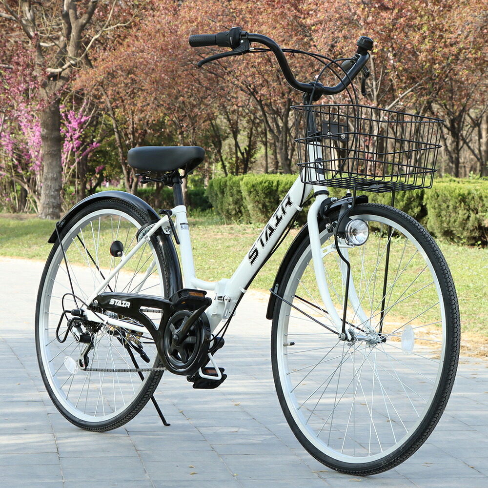 楽天市場】折りたたみ自転車 シティサイクル シマノ製6段変速 26インチ