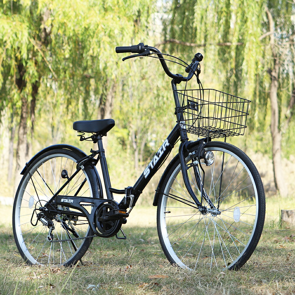 楽天市場】折りたたみ自転車 シティサイクル シマノ製6段変速 26インチ