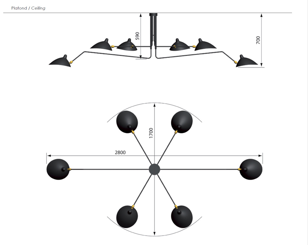 楽天市場】セルジュ・ムーユ SUSPENSION 6 BRAS PIVOTANTS ペンダント