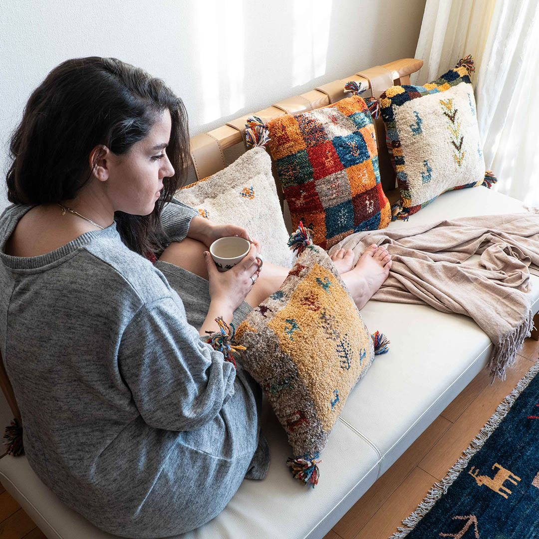 楽天市場】【本場イラン産】クッション 約40×40cm ギャッベ（送料無料