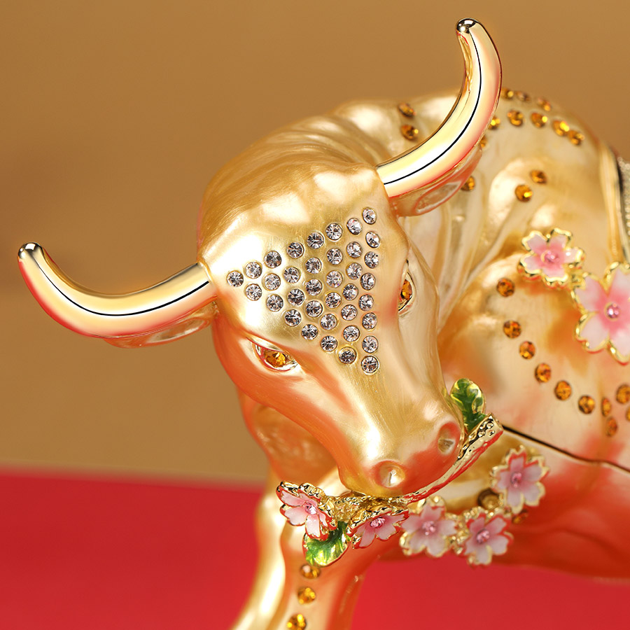 楽天市場】【正規品】 金福 宝丑 干支 牛 縁起物 ジュエリーボックス