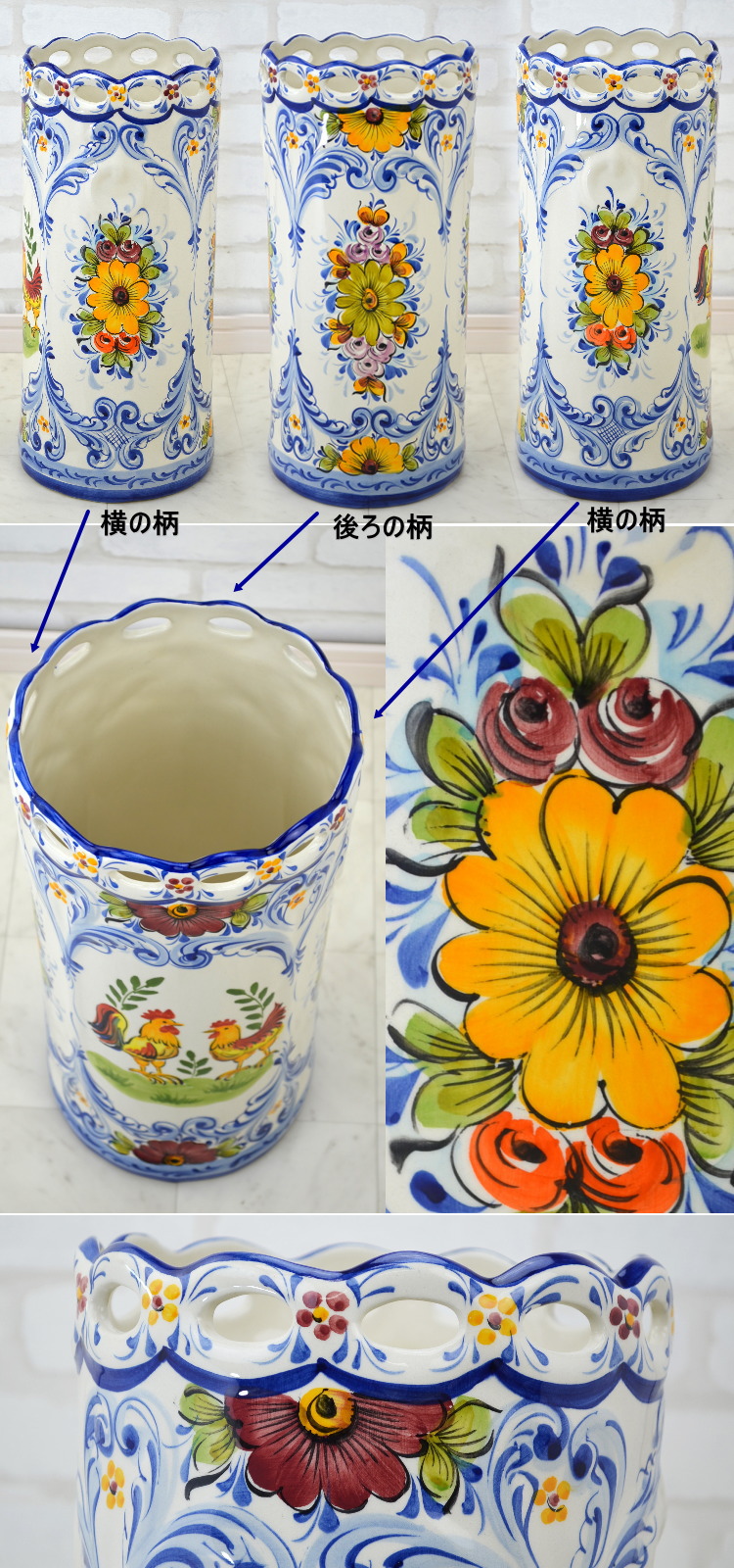 ♪昔の立ち火鉢、傘立て瀬戸、染付花鳥