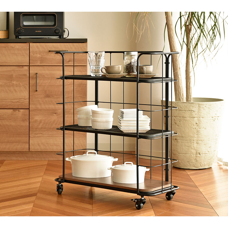 楽天市場】ラック ワゴン 3段 スチールラック キッチンワゴン デスク