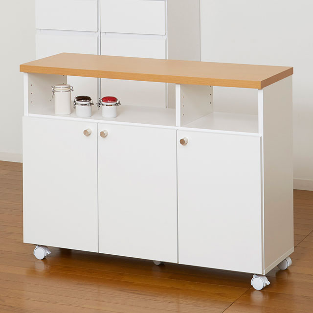 楽天市場】キッチンワゴン キッチンカウンター キャスター付き 幅90cm
