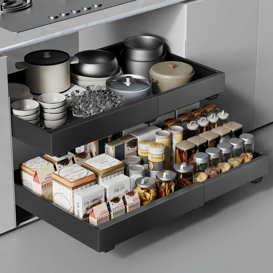 楽天市場】yazi キッチンシンク下収納 スライドラッ ク キッチン収納