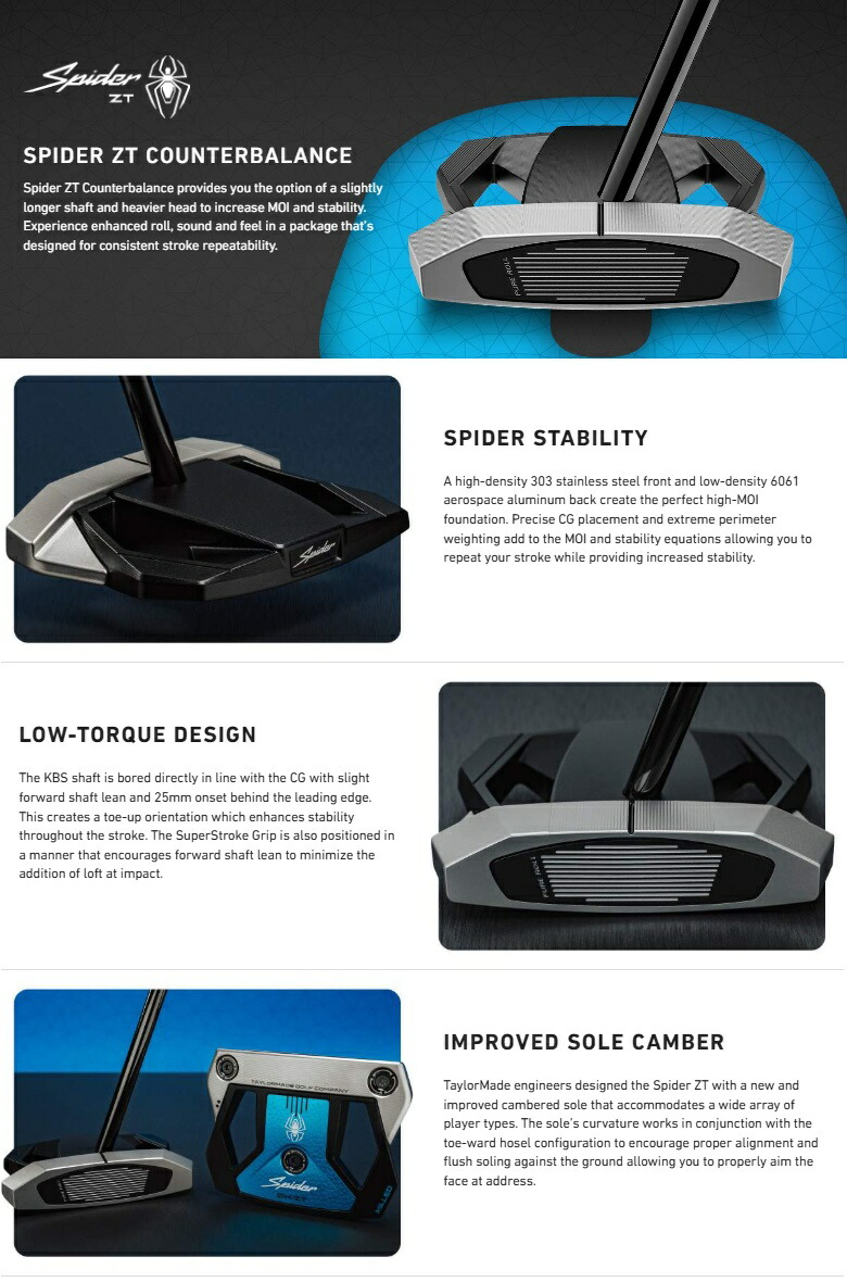楽天市場】TaylorMade Spider ZT Counterbalance Putter