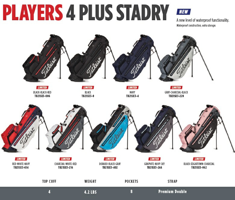 楽天市場】在庫あり！Titleist Players 4 Plus Stadry Stand Bag