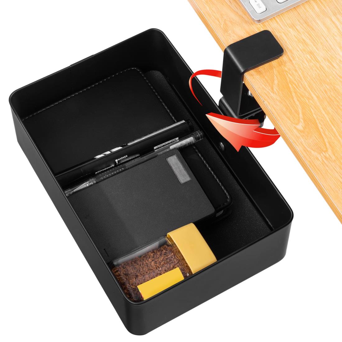 楽天市場】JONGJONG テーブル下収納ラック 360度回転 デスク下引き出し